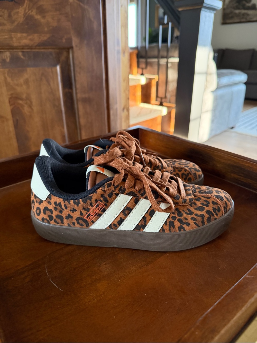 adidas Leopard Print Sneakers in Brown and White